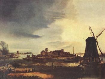 阿爾特 範 德 內爾 Landscape with Windmill